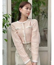 dazzlin | ツイードライクショートニットジャケット(ノーカラージャケット)