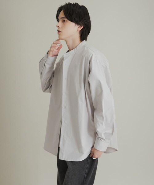 SENSE OF PLACE by URBAN RESEARCH（センスオブプレイスバイアーバンリサーチ）の「ピーチブロードバンドカラーロングスリーブシャツ（シャツ/ブラウス・メンズ・L.GRAY/CHARCOAL/L.BLUE・M/L）」の7枚目の写真