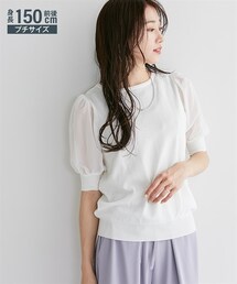nissen | 小さいサイズ　袖シフォンニットプルオーバー　低身長さん・小柄女性(ニット/セーター)