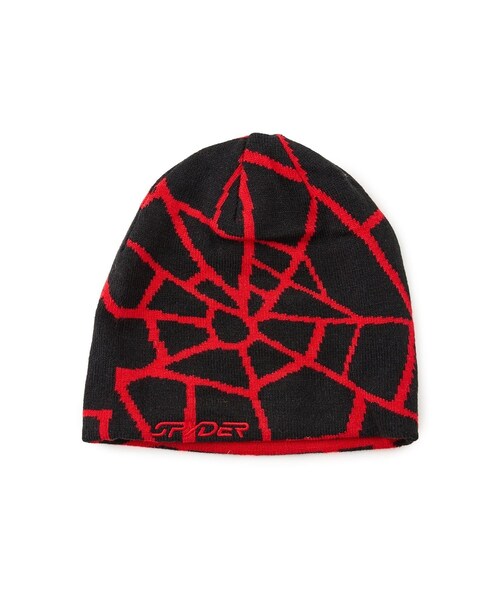 ADAM ET ROPE'(アダムエロペ)の「【SPYDER】REVERSIBLE SPIDER WEB KNIT/CAP(ニットキャップ/ビーニー・レディース・ブラック/レッド・F)」の2枚目の写真