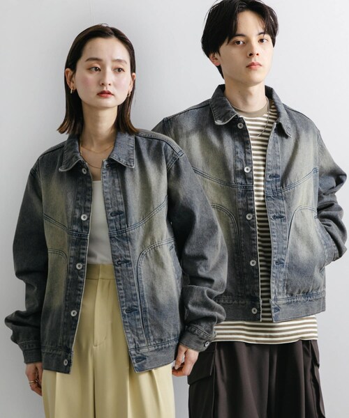 SENSE OF PLACE by URBAN RESEARCH(センスオブプレイスバイアーバンリサーチ)の「『ユニセックス』『セットアップ対応』ヴィンテージライクデニムブルゾン(デニムジャケット・メンズ・D.INDIGO/BLACK・M/L)」の2枚目の写真
