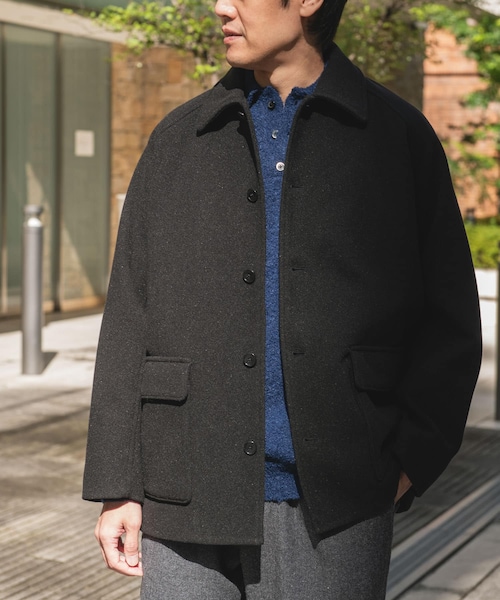 URBAN RESEARCH DOORS(アーバンリサーチドアーズ)の「ニットメルトン パデット ショートコート(テーラードジャケット・メンズ・BROWN/BLACK・M/L)」の1枚目の写真