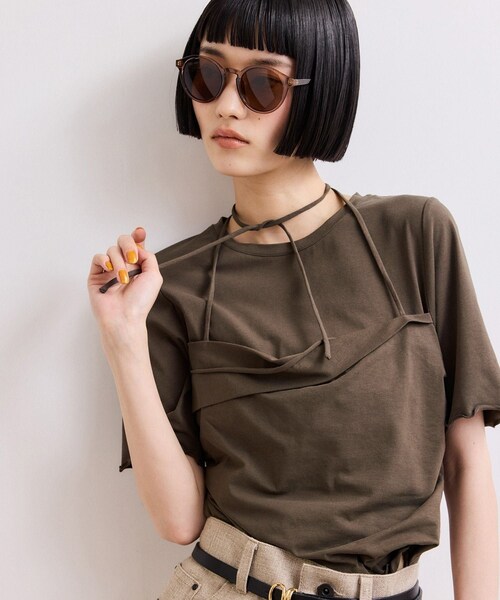 ADAM ET ROPE'(アダムエロペ)の「【WEB限定】ベアトップレイヤードカットソー(Tシャツ/カットソー・レディース・ホワイト/ダークブラウン/ネイビー・F)」の15枚目の写真