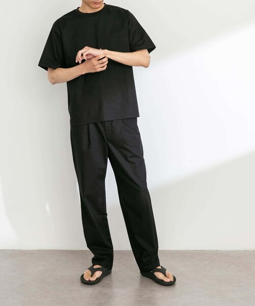 URBAN RESEARCH Sonny Label（アーバンリサーチサニーレーベル）の「『接触冷感/イージーケア』リネン混ショートスリーブTシャツ（Tシャツ/カットソー・メンズ・オフ×ブラック/ブラック/ネイビー/チャコール・M/L/XL）」の10枚目の写真