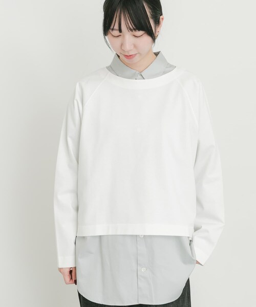 EKAL(エカル)の「シルケットコットンロングスリーブTシャツ(Tシャツ/カットソー・レディース・オフ/ネイビー・One)」の4枚目の写真
