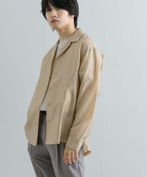 SENSE OF PLACE by URBAN RESEARCH(センスオブプレイスバイアーバンリサーチ)の「シアーストライプオープンカラーシャツ(シャツ/ブラウス・メンズ・BLACK/GREIGE/KHAKI・M/L)」の4枚目の写真