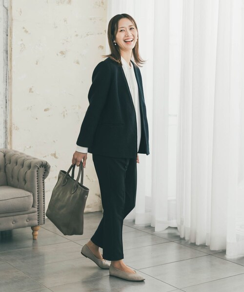 URBAN RESEARCH DOORS(アーバンリサーチドアーズ)の「ツィードVネックロングジャケット(その他アウター・レディース・OFF×BLK/NAVY・Free)」の19枚目の写真