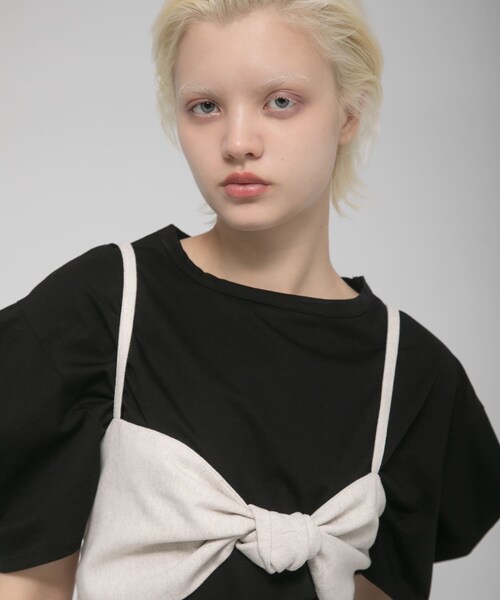 LAATO（ラート）の「tack sleeve tee（Tシャツ/カットソー・レディース・パール/インク/キャメル・Free）」の17枚目の写真