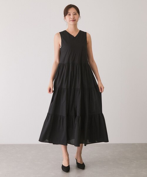 Jayro（ジャイロ）の「ティアードノースリーブフレアワンピース（ワンピース・レディース・ブラック/ダークブラウン/ネイビー・M）」の5枚目の写真
