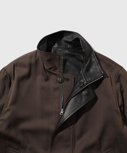 ADAM ET ROPE'（アダムエロペ）の「【AURALEE/オーラリー】REVERSIBLE WOOL TWISTED TWILL / SHEEP LEATHER HALF COAT（ダウンジャケット/コート・メンズ・ダークブラウン・3/4）」の5枚目の写真