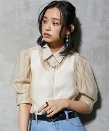 GEVS. | 大きいサイズシアーパフスリーブブラウスGEVS.(シャツ/ブラウス)