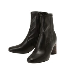 MERCURYDUO | フェイクレザーデザインヒールストレッチショートブーツ(ブーツ)