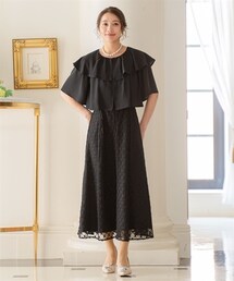 Jolie et Jolie | 【結婚式・パーティードレス】前開きケープ風ワンピースドレス＜大きいサイズ＞(ドレス)