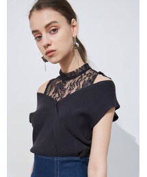 MERCURYDUO | ノースリレースドッキングカシュクールコンパクトニット(ニット/セーター)