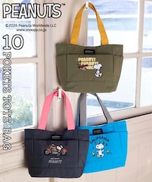 スヌーピー　１０ポケット刺しゅう入シンプルトートバッグ