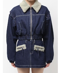 EMODA | ボアカラーデニムブルゾン(ブルゾン)
