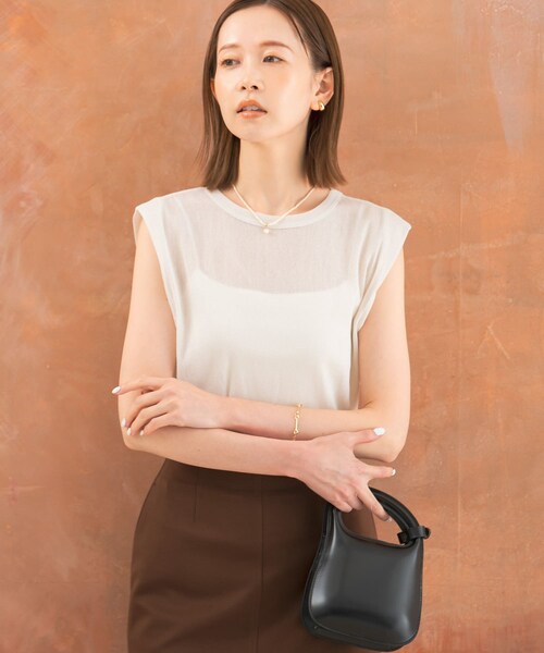 URBAN RESEARCH ROSSO（アーバンリサーチロッソ）の「ラメチュールタンクトップ（タンクトップ・レディース・OFF WHITE/BROWN・FREE）」の4枚目の写真