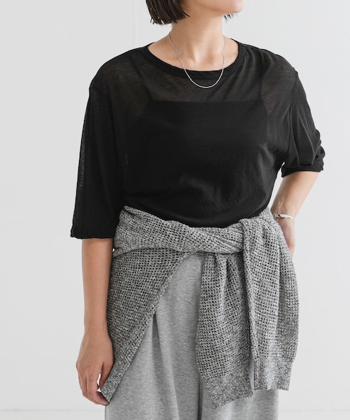 URBAN RESEARCH（アーバンリサーチ）の「new basic　ドライツイストシアーTシャツ（Tシャツ/カットソー・レディース・BLACK/WHITE/NAVY/BURGUNDY/CHARCOAL・FREE）」の2枚目の写真