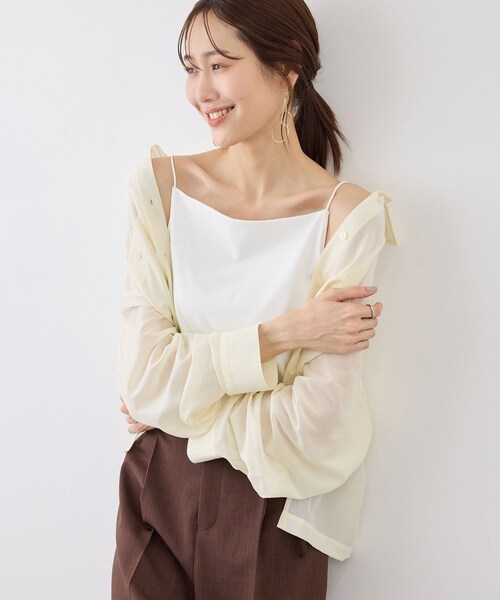 ROPE' PICNIC（ロペピクニック）の「キャミソール/接触冷感・抗菌防臭（キャミソール・レディース・ブラック/ホワイト/ダークブラウン・F）」の12枚目の写真