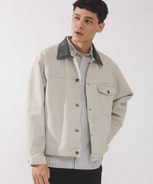 URBAN RESEARCH Sonny Label（アーバンリサーチサニーレーベル）の「ウォッシュドツイル襟切替ジャケット（ブルゾン・メンズ・アイボリー/ベージュ/チャコール・M/L）」の6枚目の写真