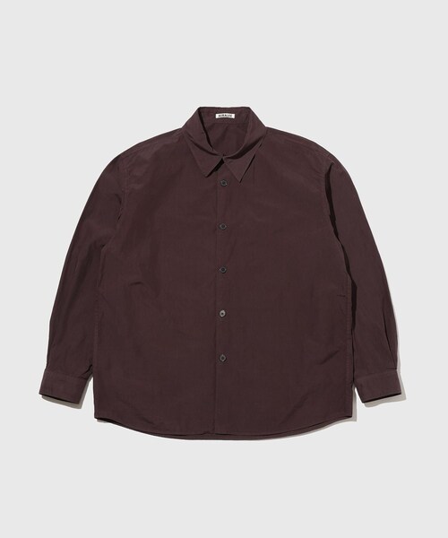 ADAM ET ROPE'(アダムエロペ)の「【AURALEE/オーラリー】GARMENT-DYED FINX SHUTTLE WEATHER SHIRT(シャツ/ブラウス・メンズ・ホワイト/ダークブラウン・3/4)」の5枚目の写真