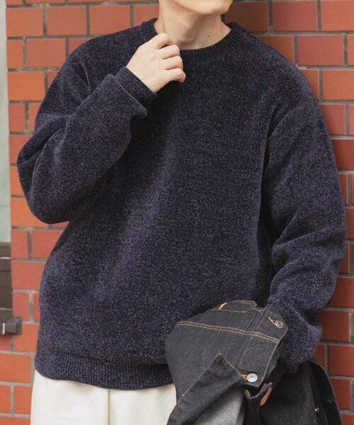 ITEMS URBANRESEARCH（アイテムズ アーバンリサーチ）の「ダブルフェイスシェニールクルーネックニット（ニット/セーター・メンズ・WHT/BLUE GRAY/GREIGE/INK BLACK・M/L）」の11枚目の写真