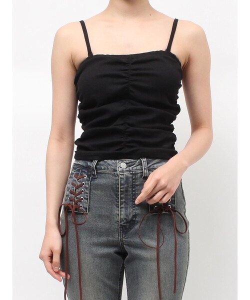 jouetie（ジュエティ）の「バックオープンチューブトップ（キャミソール・レディース・オフホワイト/ブラック/レッド・M）」の5枚目の写真