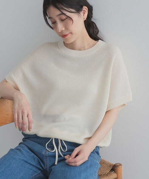 URBAN RESEARCH DOORS(アーバンリサーチドアーズ)の「ドライタッチドロストニットプルオーバー(ニット/セーター・レディース・OFF/BLACK/KHAKI・Free)」の5枚目の写真