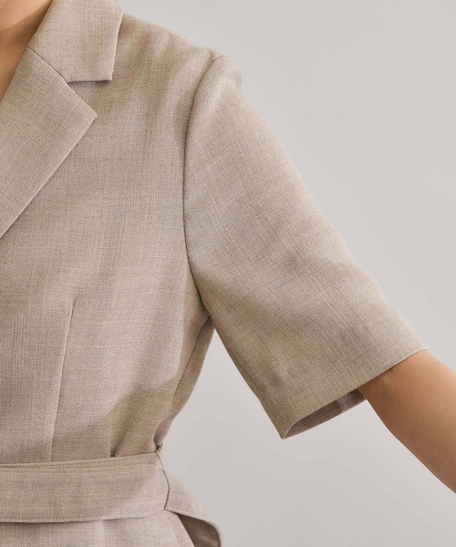 ROPE'（ロペ）の「リネンライク ベルテッドジャケット/セットアップ対応（テーラードジャケット・レディース・ブラック/ベージュ・36/38）」の16枚目の写真