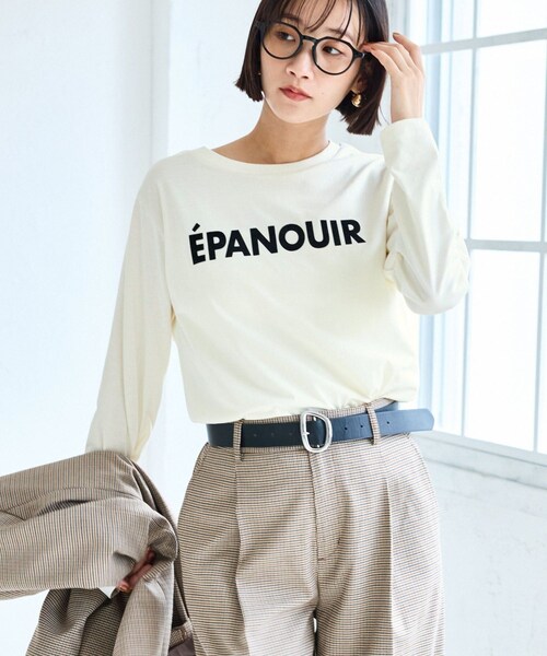 VIS（ビス）の「フォト＆ロゴアソートロングスリーブTシャツ（Tシャツ/カットソー・レディース・チャコール/ホワイト/ホワイト系/キナリ・F）」の3枚目の写真