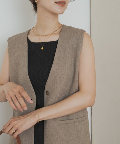 URBAN RESEARCH DOORS(アーバンリサーチドアーズ)の「ノーカラージレ(テーラードジャケット・レディース・BEIGE/BLACK・M)」の15枚目の写真