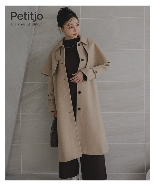 nissen（ニッセン）の「小さいサイズ　3WAYケープ付ロングコート　低身長さん・小柄女性（ジャケット/アウター・レディース・モカ/チャコールグレー・PSS・PS/PM・PL）」の5枚目の写真