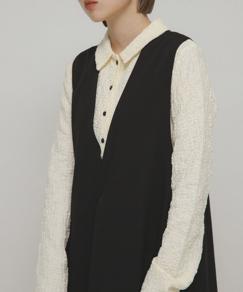 KBF（ケイビーエフ）の「ポコポコジャガードシャツ（シャツ/ブラウス・レディース・IVORY/PINK/BLACK・One）」の5枚目の写真