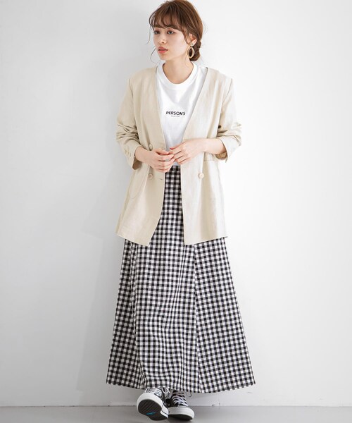 URBAN RESEARCH Sonny Label（アーバンリサーチサニーレーベル）の「リネンノーカラージャケット（ノーカラージャケット・レディース・エクリュ/ネイビー/グレージュ・FREE/Free）」の8枚目の写真