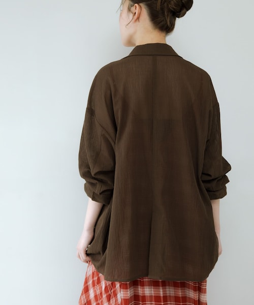 KBF（ケイビーエフ）の「シアーライトテーラードジャケット（テーラードジャケット・レディース・BROWN/GRAY/BEIGE・One）」の21枚目の写真