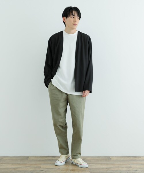 ITEMS URBANRESEARCH（アイテムズ アーバンリサーチ）の「シアーストレッチ ラップカーディガン（カーディガン/ボレロ・メンズ・BEG/BLK・M/L）」の6枚目の写真