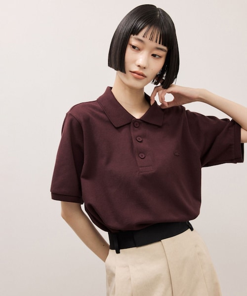 ADAM ET ROPE'(アダムエロペ)の「【LACOSTE for ADAM ET ROPE'】別注 Classic Polo(ポロシャツ・レディース・ブラック/ワイン系/クリーム・36)」の3枚目の写真