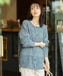 nissen | 大きいサイズ 静電気が起きにくい洗濯機で洗えるワッフル編ニットカーディガン(カーディガン/ボレロ)