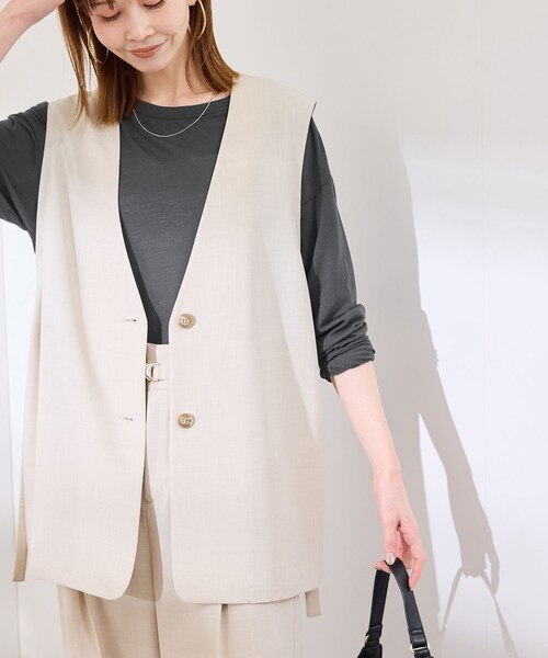 ROPE' PICNIC(ロペピクニック)の「シアーロングTシャツ(Tシャツ/カットソー・レディース・チャコール/ライトグレー/ホワイト/ピンク・38)」の11枚目の写真