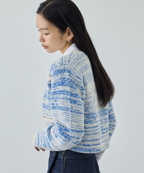 ROPE'（ロペ）の「ツイードニットショート丈カーディガン/イージーケア（カーディガン/ボレロ・レディース・キナリ/ブルー・F）」の6枚目の写真