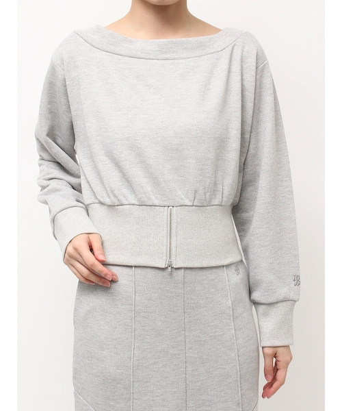 LAGUNAMOON（ラグナムーン）の「ウエストZIPラメスウェットプルオーバー（スウェット・レディース・ライトグレー/ベージュ・F）」の2枚目の写真