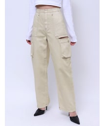 GYDA | ハイウエストSIDE RIPPEDカーゴワイドパンツ(デニムパンツ)