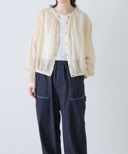 かぐれ(カグレ)の「Vlas Blomme シアーギャザーブラウス(シャツ/ブラウス・レディース・L BEIGE/BLACK・Free)」の2枚目の写真