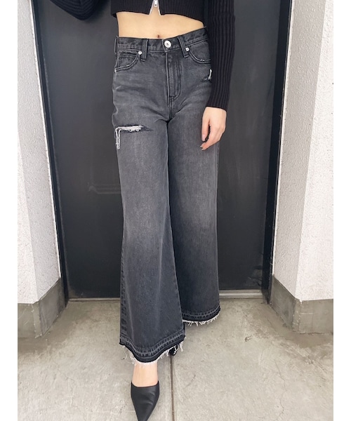 GYDA（ジェイダ）の「ハイウエストレースデザインフレアデニムパンツ（デニムパンツ・レディース・ブラック/ブルー・S/M）」の12枚目の写真