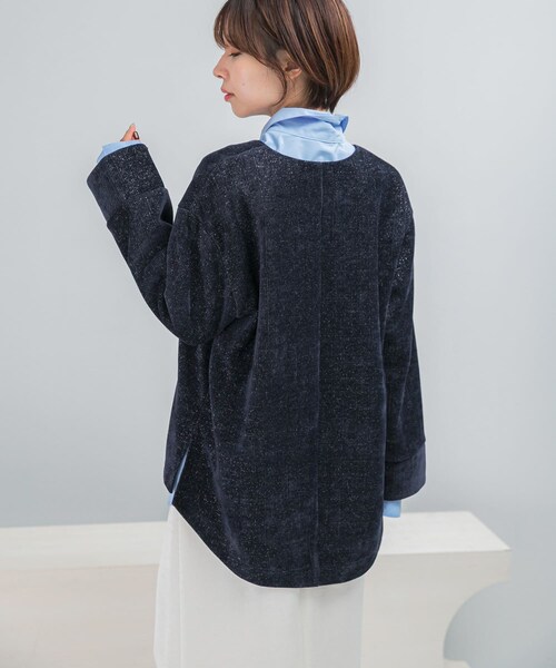 URBAN RESEARCH ROSSO（アーバンリサーチロッソ）の「Vネックモールラメプルオーバー（Tシャツ/カットソー・レディース・IVORY/NAVY・Free）」の10枚目の写真