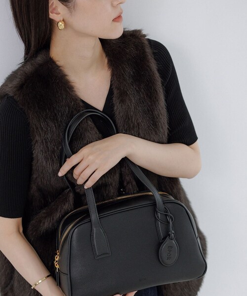 ROPE'(ロペ)の「【E'POR】TWO BOSTON BAG Medium/撥水・26AW新型(ハンドバッグ・レディース・ブラック/ダークブラウン・F)」の8枚目の写真