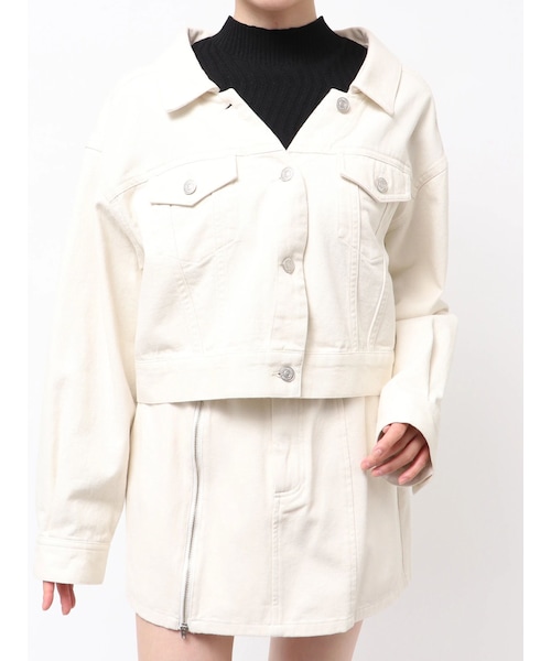 MURUA（ムルーア）の「2wayデニムジャケット【セット販売対象】（デニムジャケット・レディース・アイボリー/ブラック/ピンク/ミントグリーン・F）」の3枚目の写真