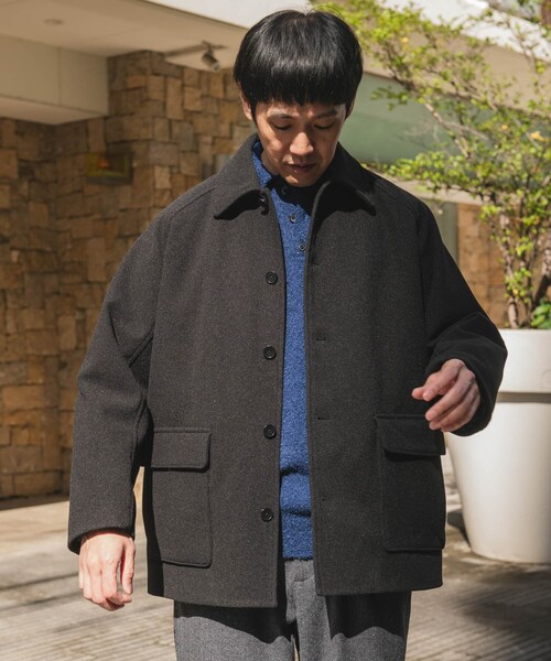 URBAN RESEARCH DOORS(アーバンリサーチドアーズ)の「ニットメルトン パデット ショートコート(テーラードジャケット・メンズ・BROWN/BLACK・M/L)」の6枚目の写真