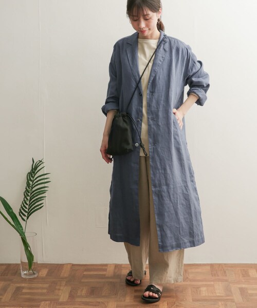 URBAN RESEARCH DOORS(アーバンリサーチドアーズ)の「リネンワイドチェスターコート(チェスターコート・レディース・NATURAL/BLUE・1)」の17枚目の写真