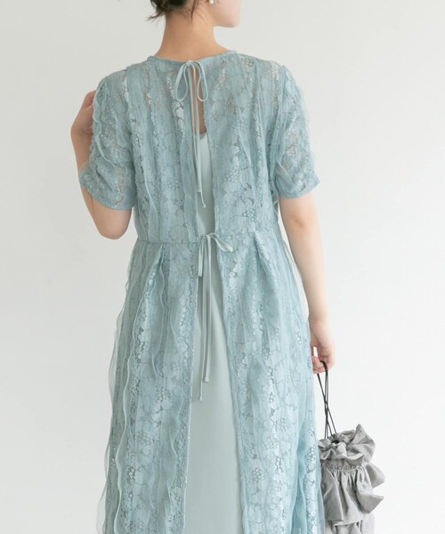 URBAN RESEARCH ROSSO（アーバンリサーチロッソ）の「kaene　リボンチュールエプロンドレス（ワンピース・レディース・mint/black・38）」の3枚目の写真